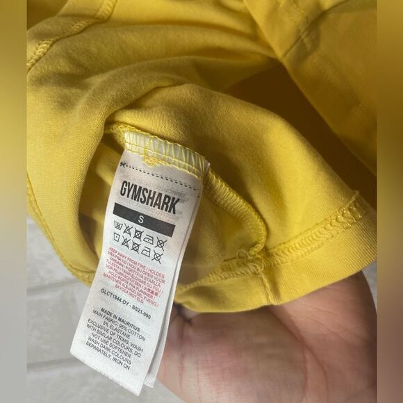 Gymshark Cropped Yellow Fraction Logo Workout Tee Size Small - Picture 5 of 5